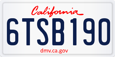 CA license plate 6TSB190