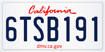 CA license plate 6TSB191