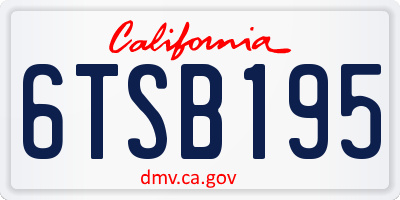 CA license plate 6TSB195