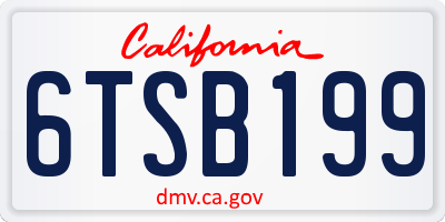 CA license plate 6TSB199