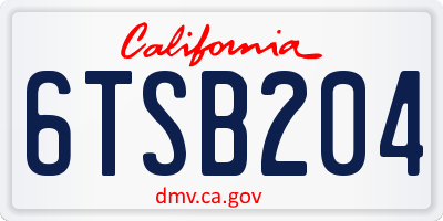 CA license plate 6TSB204