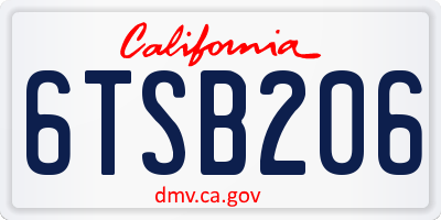 CA license plate 6TSB206