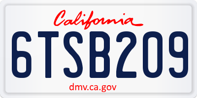 CA license plate 6TSB209