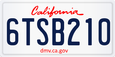 CA license plate 6TSB210