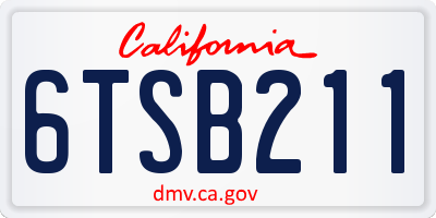 CA license plate 6TSB211