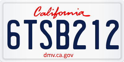 CA license plate 6TSB212