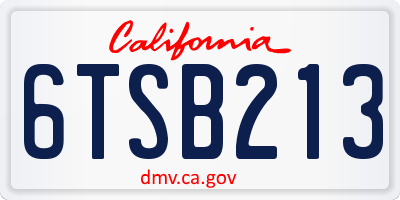 CA license plate 6TSB213