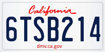 CA license plate 6TSB214