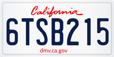 CA license plate 6TSB215