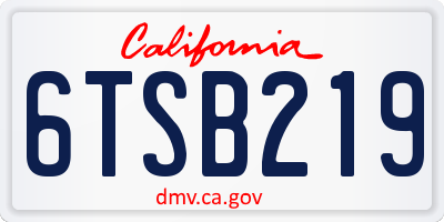 CA license plate 6TSB219