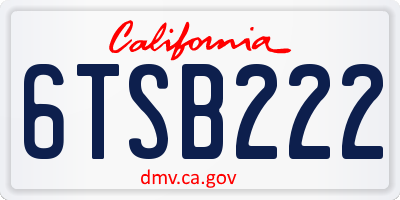 CA license plate 6TSB222