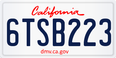 CA license plate 6TSB223