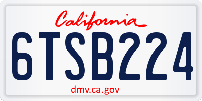 CA license plate 6TSB224