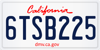 CA license plate 6TSB225