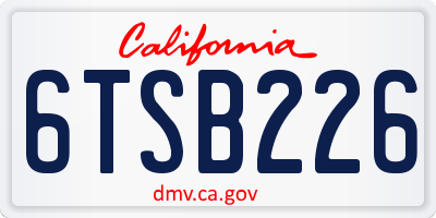 CA license plate 6TSB226