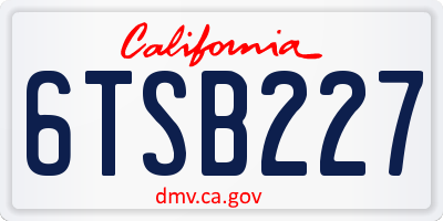 CA license plate 6TSB227