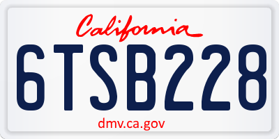 CA license plate 6TSB228