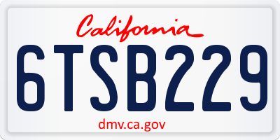 CA license plate 6TSB229