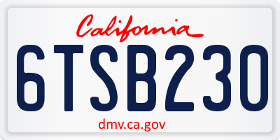 CA license plate 6TSB230