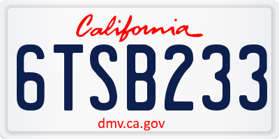 CA license plate 6TSB233