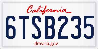 CA license plate 6TSB235