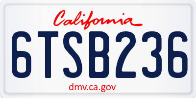 CA license plate 6TSB236