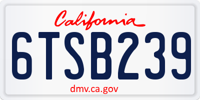 CA license plate 6TSB239