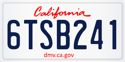 CA license plate 6TSB241