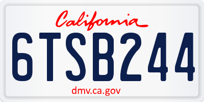 CA license plate 6TSB244