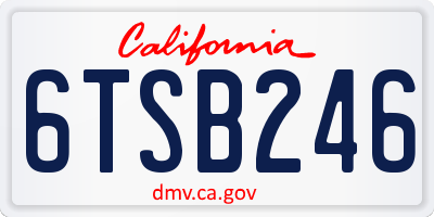 CA license plate 6TSB246