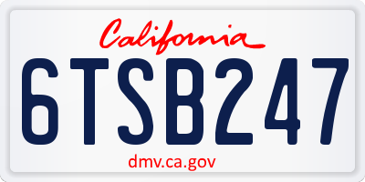 CA license plate 6TSB247