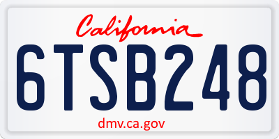 CA license plate 6TSB248