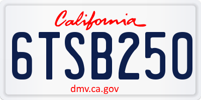 CA license plate 6TSB250