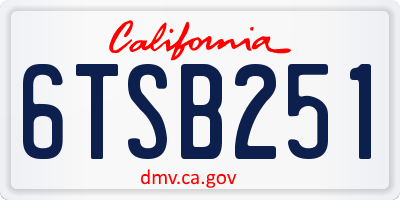 CA license plate 6TSB251