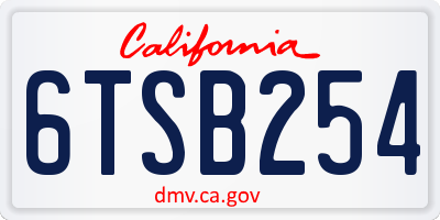 CA license plate 6TSB254