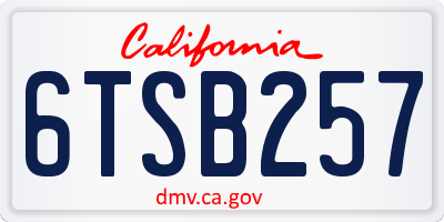 CA license plate 6TSB257