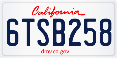CA license plate 6TSB258