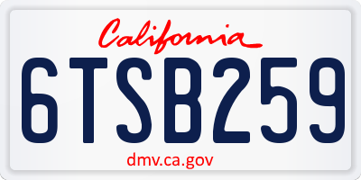 CA license plate 6TSB259