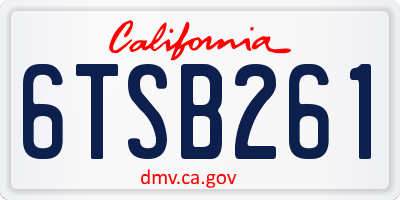 CA license plate 6TSB261