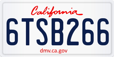 CA license plate 6TSB266