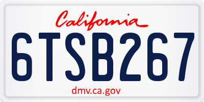 CA license plate 6TSB267