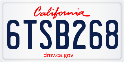 CA license plate 6TSB268