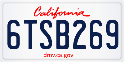 CA license plate 6TSB269
