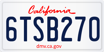 CA license plate 6TSB270