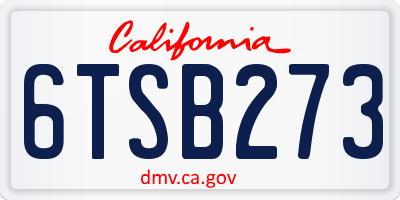 CA license plate 6TSB273