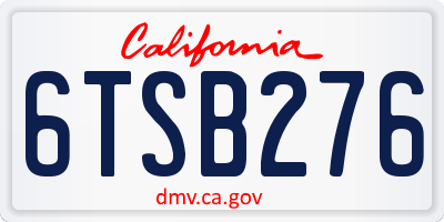 CA license plate 6TSB276