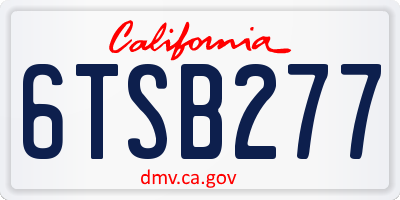 CA license plate 6TSB277