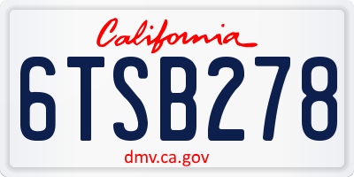 CA license plate 6TSB278