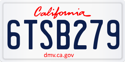 CA license plate 6TSB279