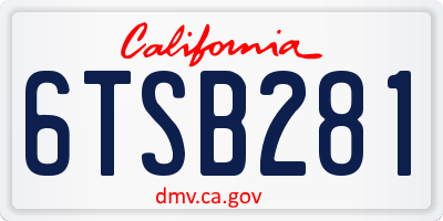 CA license plate 6TSB281
